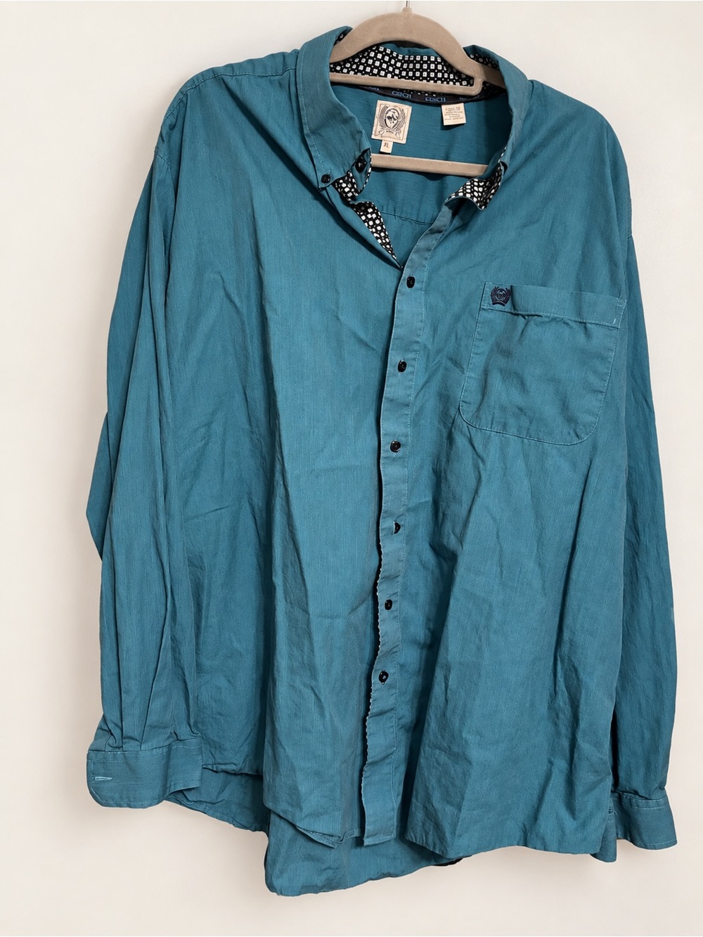CINCH Men’s XL Teal Long Sleeve Button Down Western Shirt